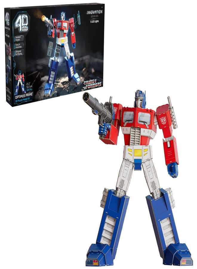 4D Build, Transformers Optimus Prime 3D Model Kit with LED Lights, Transformers Collectibles & Desk Décor, Building Toys, 321 Pieces, 3D Puzzles, Gift Ideas for Ages 12 & Up. - Image 1